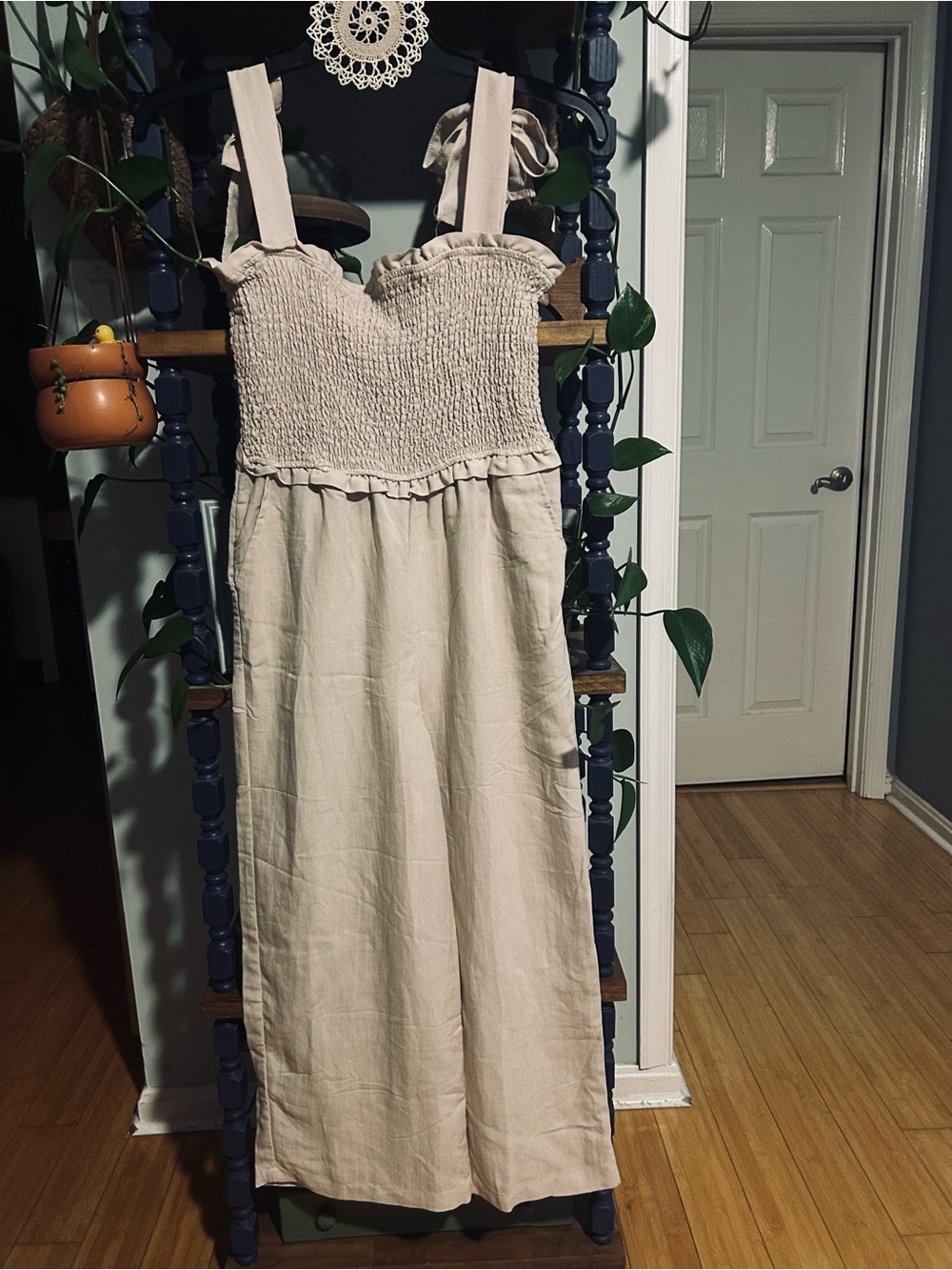 Blu Pepper Cream Smocked Romper